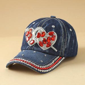Casquette de baseball coréenne pour adultes, printemps-été, polyvalente, en jean, avec perles et strass, réglable, protection solaire, style mode - Product Image 2