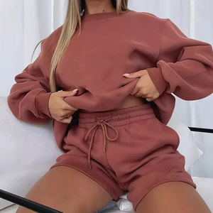 Conjunto de 2 Piezas de Sudadera y Pantalones Cortos para Mujer, de Alta Calidad a Bajo Precio, Transpirable, Ligero, Informal, para Invierno - Product Image 2