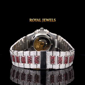 Reloj de Cuarzo con Diamantes Moissanite para Hombre, Correa de Acero Inoxidable, Esfera Redonda, Analógico, Estilo Hip Hop - Product Image 3