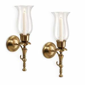 Juego de Apliques de Pared de Cristal y Latón Vintage, Diseño Clásico de Brazo Curvo, Brillo Elegante, Decoración de Hogar de Lujo Atemporal - Product Image 1