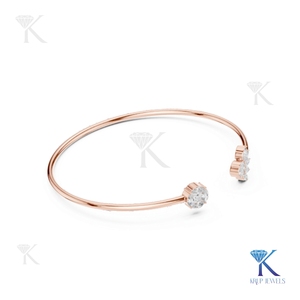 Asymmetric Lab Grown Diamond Crown Bangle 14K Solid Gold Fine Unisex Minimalist Open <b>Cuff</b> Jewelry Gift Manufacturer Wholesale - Product Image 3