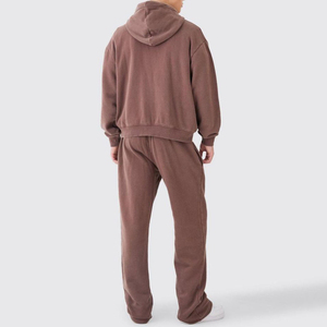 Survêtement d'hiver pour homme adulte, coupe ample, en tissu polaire polyester-coton, avec logo personnalisé, fermeture éclair, séchage rapide, coupe-vent, couleur unie - Product Image 2