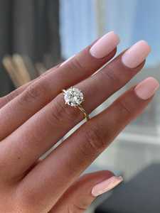 Anillo Solitario de Diamante de Corte Redondo de Moda para Mujer, Cultivado en Laboratorio, 2.02CT, con Oro Sólido de 18K, Regalo de Promesa para Amantes, para Bodas y Fiestas - Product Image 5