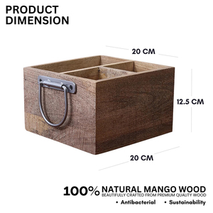 Porte-couverts et mouchoirs en bois-Organisateur d'ustensiles de cuisine naturel et écologique et caddie de table Utilisation quotidienne par AYAANS - Product Image 6
