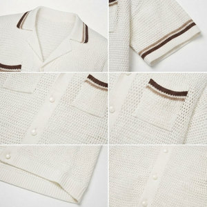 Knitted Striped Men's <b>Shirts</b> With Needle Detection Breathable New Arrival Men Summer Wear Knitted <b>Shirts</b> - Product Image 3