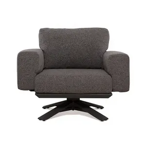 Sofá Moderno de Una Plaza con Respaldo Acolchado, Brazos Acolchados, Patas de Metal y Base Giratoria para Sala de Estar - Product Image 1