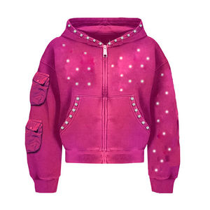 Custom Rhinestone Zip Up Hoodie Womens Cropped Hoodie Streetwear <b>Jacket</b> <b>Sparkle</b> Rhinestone Hoodie <b>Jacket</b> Custom Womens Zip Up H - Product Image 2