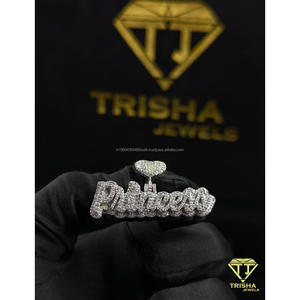 <b>Custom</b> "Princess" <b>Name</b> <b>Necklace</b> VVS Moissanite Diamond 925 Sterling Silver Iced Out Hip Hop Jewelry By Trisha Jewels - Product Image 6