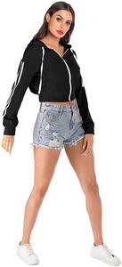 Survêtement 2 pièces en coton uni pour femmes, haut court et design personnalisé, ensemble de sport à la mode - Product Image 6