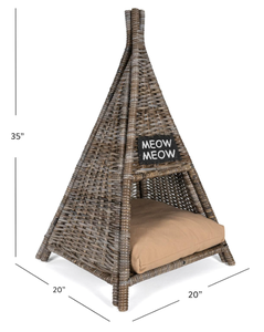Artex HaiNam Woven Rattan Cat <b>Bed</b> Cave Triangle Shape Indoor All Seasons Removable Cushion <b>Comfortable</b> Pet <b>Bed</b> for Cats - Product Image 6