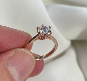 Top Selling 925 Sterling Silver Gold Plated 6mm <b>CZ</b> Minimalist Semi Mount Prong Setting Solitaire Wedding <b>Ring</b> Fine Jewelry Gift - Product Image 1