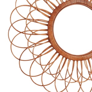Eco Friendly Large Woven Flower Wall Hanging <b>Mirror</b> Nursery Room Decor Sun Flower Rattan <b>Mirror</b> Children Furniture Wholesale - Product Image 2