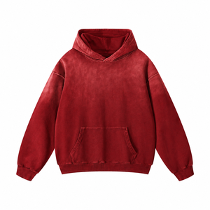 Sweat-shirt à capuche style délavé à l'acide, look vintage, avec poche kangourou, streetwear décontracté, coupe ample, pour le quotidien - Product Image 1