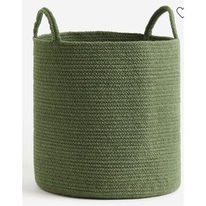 Modern Olive Green Cotton <b>Rope</b> <b>Basket</b> for Laundry <b>Storage</b> Decorative Woven Bin with Handles for Living Room Nursery Organizer - Product Image 1