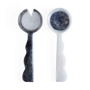 ชุดช้อนส้อมเรซิ่นทำมือ ช้อนและส้อมเสิร์ฟสลัดลายหินอ่อน - Product Image 2