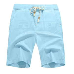 Shorts de sport d'été pour hommes tendance, 100 % coton écologique, décontractés, taille élastique, en toile tricotée, couleurs variées - Product Image 1