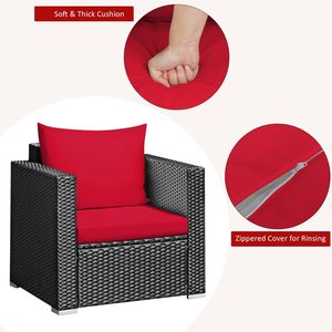 Set di mobili da giardino in vimini a 3 pezzi con comodi cuscini - Product Image 3