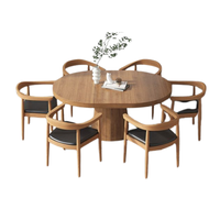Ensemble de table à manger en bois massif moderne 6 places Haute qualité Mousse haute densité écologique pour hôtel, maison, restaurant, usage commercial