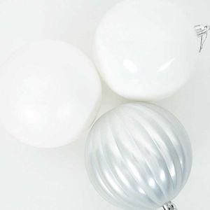 Ensemble de boules de Noël en plastique blanc, 4 pièces, décorations rondes pour arbre, décorations de fête - Product Image 4