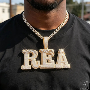 Collar con colgante de letra con púas estilo Hip Hop, con incrustaciones de moissanita y diseño de corona de espinas, chapado en oro, joyería con nombre personalizado, regalo - Product Image 2