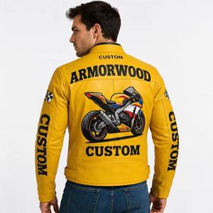 Uniforme de course sur mesure en peau de mouton respirant avec grand badge imprimé sur le devant, multiples patchs graphiques Superbike pour homme - Product Image 4