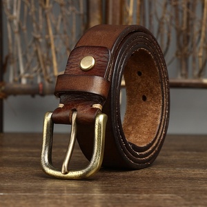 Ceinture en cuir véritable pour homme, logo personnalisé d'usine, 4 mm d'épaisseur, cuir de vachette pleine fleur vintage de luxe, boucle en acier massif, respirante et imperméable - Product Image 3