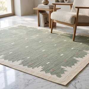 Hand Woven 100% Wool Kilim Area Rugs | Handmade Flatweave Dhurrie Rugs | Boho Abstract Washable Wool <b>Carpet</b> - Product Image 1