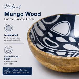 Tazón para Ensalada de Madera de Mango con Diseño Esmaltado, Hecho a Mano, Apto para Alimentos, Tazón de Madera para Servir, Tazón Moderno para Mezclar Frutas, Aperitivos y Pasta, Decoración para Cocina - Product Image 4