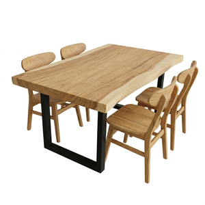 Juego de Comedor Dio de Estilo Minimalista de Lujo para Restaurante y Cafetería, Mesa de Madera Suar con 4 Sillas Ropan para Muebles Comerciales - Product Image 1