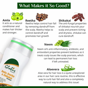 Shampoo Amla Reetha Shikakai pour le soin des cheveux avec formule nettoyante à base de plantes, aide à nourrir les cheveux et à les maintenir lisses et d'apparence saine. - Product Image 3