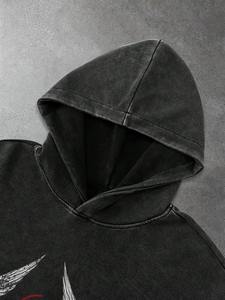 Mens premium boxy fit acid wash oversized <b>hoodie</b> casual <b>gym</b> wear streetwear heavy fabric pullover <b>hoodie</b> winter - Product Image 4