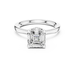 Anillo de Diamante Cultivado en Laboratorio con Halo Oculto de Corte Redondo Luminoso, Anillo de Boda Unisex de Oro Sólido de Prestigio - Product Image 5