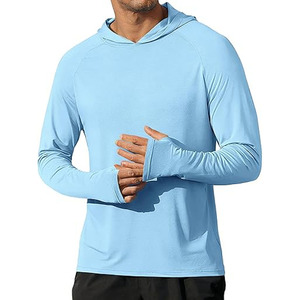 Fishing Shirt for Men UPF 50 Printed <b>Light</b> <b>Blue</b> <b>Long</b> <b>Sleeve</b> Breathable Spandex/Polyester 180g - Product Image 1
