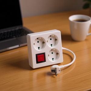 Rallonge carrée 1,5 m avec 3 prises et interrupteurs, 3 trous, bases 1,5 m - Product Image 2