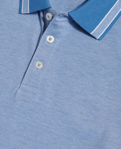 Polo en coton uni bleu clair haute performance pour homme, manches courtes, décontracté, tricoté, respirant, coupe classique, faible MOQ, collection 2026 en promotion - Product Image 3