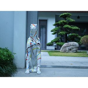 Grande moderno h31,5 pollici resina leopardo scultura altamente accattivante statue classiche per l'arredamento della casa e vari negozi Hall - Product Image 3
