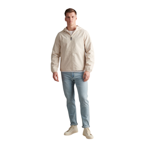 เสื้อแจ็คเก็ตกันลมแบบ unisex สำหรับออกกำลังกาย มีฮู้ด ซิปยาวเต็มตัว บาง เบา กันน้ำ เหมาะสำหรับวิ่งและฝึกซ้อม - Product Image 1