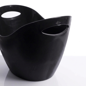 Luxury Black Powder Coating Metal Wine <b>Ice</b> Bucket With Cutout Handles Wave Top Curved Party Champagne Beverage Tub Supply - Product Image 6
