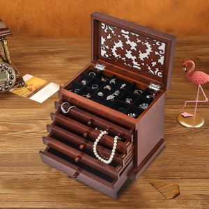 Caja de Almacenamiento de Madera YS Marrón Grande con 6 Niveles y 5 Cajones para Organizar Joyas - Product Image 1