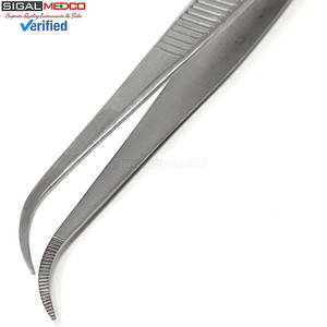 Pinzas Oftálmicas Iris Eye 4.5, Puntas Dentadas Semicurvas, Acero Inoxidable de Primera Calidad, Instrumento Quirúrgico Manual - Product Image 3