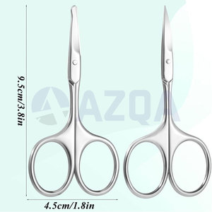 Juego de tijeras de aseo de acero inoxidable con cuchillas curvas y puntas redondeadas para el cuidado de cejas, vello de la nariz y cutículas - Product Image 3