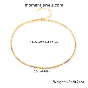 Collier Chaîne Tennis en Argent 925 Plaqué Or, Zircon Tendance, Minimaliste, Réglable, Bijou pour Femme et Homme, Idéal pour le Quotidien et les Cadeaux - Product Image 5