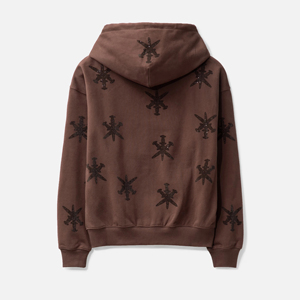 Hoodie personnalisé de luxe en gros, orné de pierres brillantes et de strass surdimensionnés, style streetwear vintage délavé à l'acide, avec fermeture éclair, modèle basique - Product Image 6