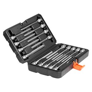 Set di chiavi a bussola da 18 pezzi extra lunghe in acciaio legato S2 e acciaio CrV, attacco da 3/8 di pollice, 1/8 di pollice per riparazioni - Product Image 4