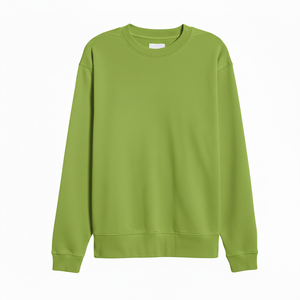 Sweat-shirt unisexe à col rond et manches longues en tricot, vert uni, décontracté, coupe classique, pour l'automne - Product Image 1