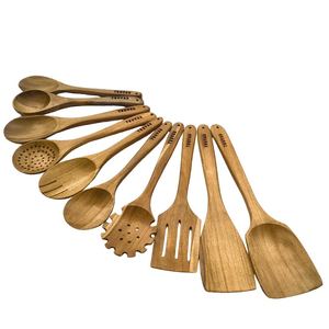 Juego de 10 Utensilios de Cocina de Madera de Teca Natural para Cocina, Juego de Utensilios de Madera de Teca Hechos a Mano, Juego de Cucharas y Espátulas de Cocina - Product Image 6
