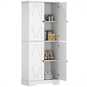 Armadio Dispensa Moderno Stile Fattoria a 4 Ante Bianco con Ripiani Regolabili - Product Image 1