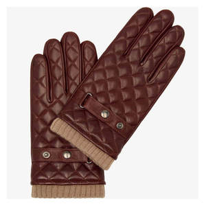 Brown Quilted Leather <b>Touchscreen</b> <b>Gloves</b> Wrist Warm Winter Outdoor Driving Daily Use - Product Image 2