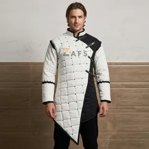 Medeval Gambeson Coat Thick Padded Cotton Coat Long Length Full Sleeve Adult Wearable Viking Knight Costume for Reenactment - Product Image 1