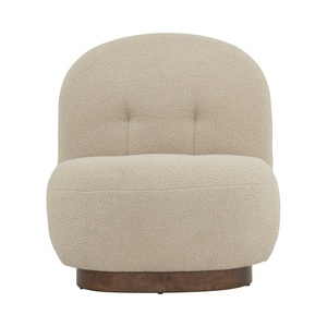 Sillón Moderno de Tela Suave en Color Beige Marrón con Patas de Madera de Caucho Nogal, Sillón de Estilo Mid-Century para Área de Lectura - Product Image 2